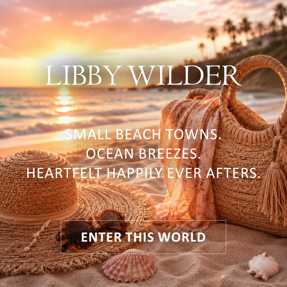 Sunset golden beach scene with hat, shells and bag in foreground